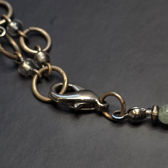 Jade Beaded Necklace W/ Lampwork Pendant And Egyptian Scarab Hangtag - Picture 4 of 7